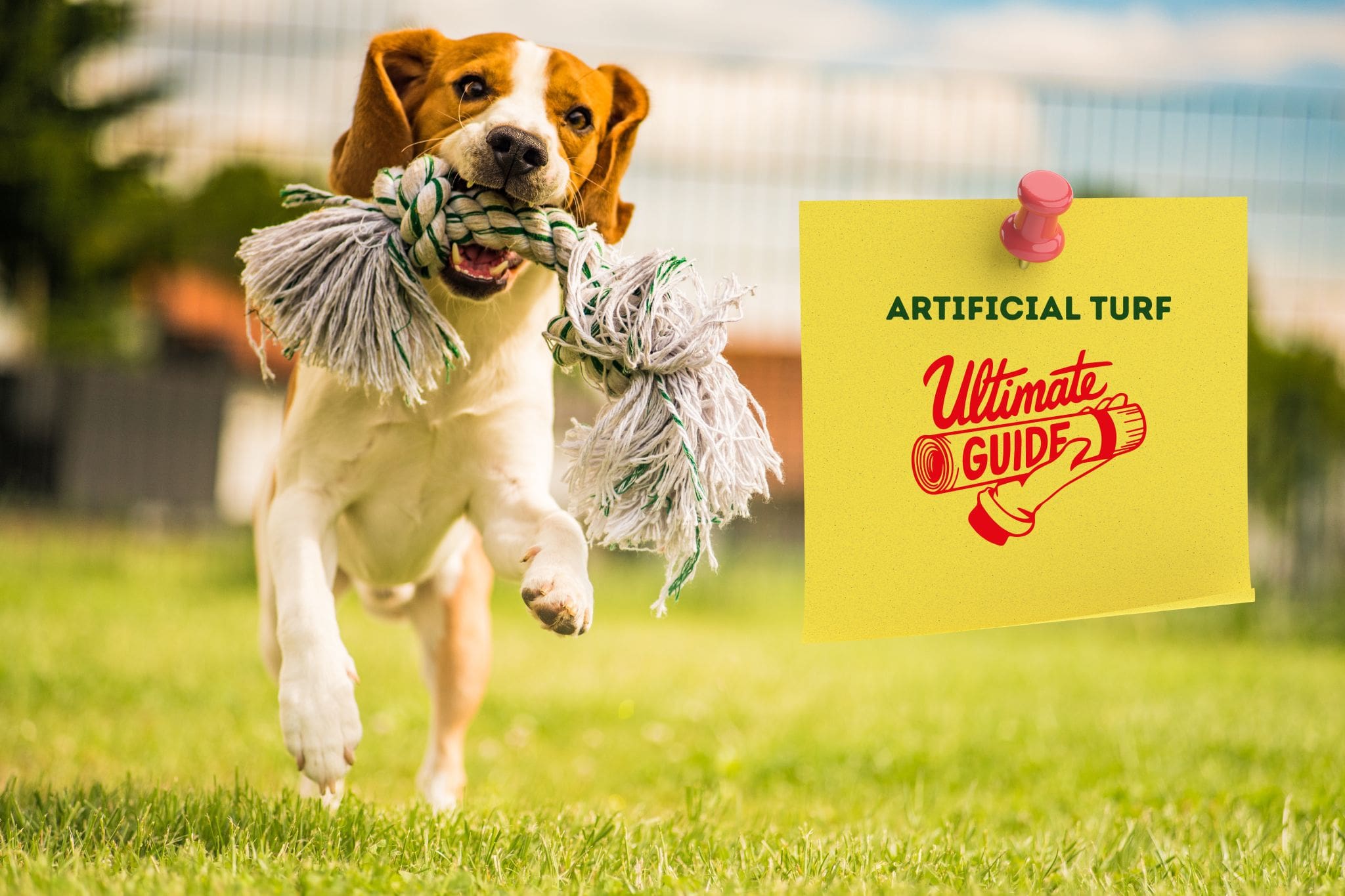 Happy pup enjoying the outdoors on durable artificial turf dogs love